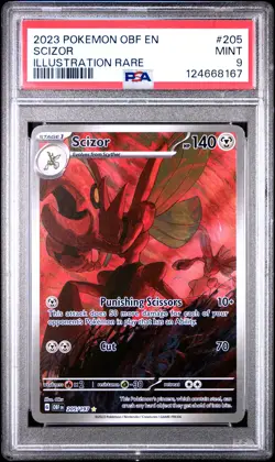 2023 POKEMON OBF EN-OBSIDIAN FLAMES ILLUSTRATION RARE #205 SCIZOR PSA 9 - Image 1
