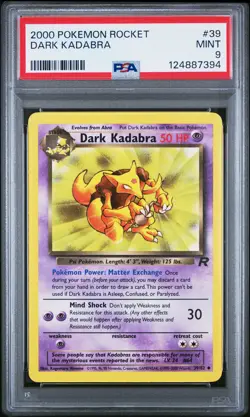 2000 POKEMON ROCKET #39 DARK KADABRA PSA 9 - Image 1