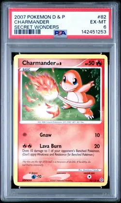 2007 POKEMON DIAMOND & PEARL SECRET WONDERS #82 CHARMANDER PSA 6 - Image 1