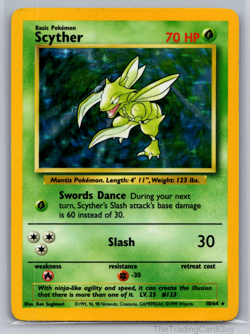 Scyther 10/64 Holo Misprint Error No Symbol Jungle Set Vintage Pokemon LP - Image 1