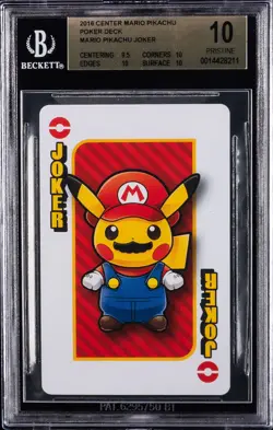 2016 POKEMON CENTER MARIO PIKACHU POKER DECK MARIO PIKACHU POKER BGS 10 - Image 1