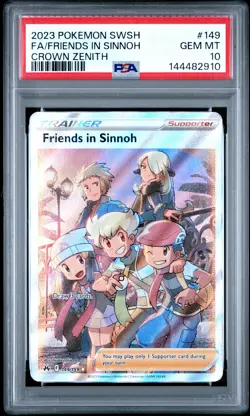 2023 POKEMON SWORD & SHIELD CROWN ZENITH #149 FULL ART/FRIENDS IN SINNOH PSA 10 - Image 1