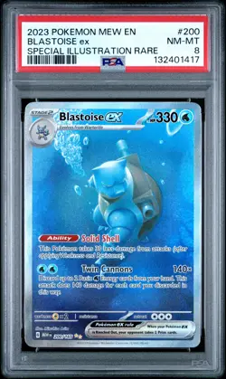 2023 POKEMON MEW EN-151 SPECIAL ILLUSTRATION RARE #200 BLASTOISE EX PSA 8 - Image 1