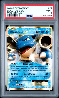 2016 POKEMON XY EVOLUTIONS #21 BLASTOISE EX PSA 9 - Image 1