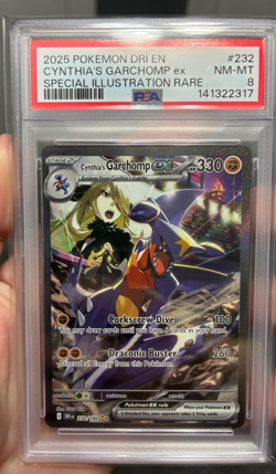 2025 Pokemon Destined Rivals Cynthia's Garchomp ex #232/182 PSA 8 - Image 1