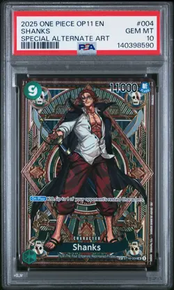 2025 ONE PIECE OP11-A FIST OF DIVINE SPEED SPECIAL ALTERNATE ART SHANKS PSA 10 - Image 1