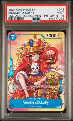 2024 ONE PIECE PROMOS 2ND ANV TOURNAMENT-PARTICIPATION MONKEY D. LUFFY PSA 9 - Image 1