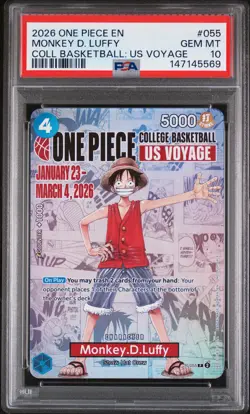 2026 ONE PIECE PROMOS ONE PIECE COLLEGE BK: US VOYAGE MONKEY D. LUFFY PSA 10 - Image 1