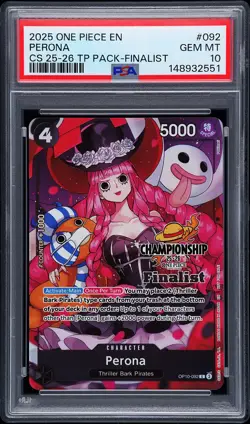 2025 ONE PIECE CHAMP 25-26 TOP PLAYER PACK FINALIST #092 PERONA PSA 10 - Image 1