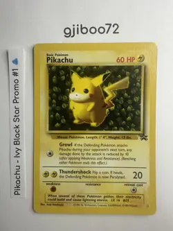 Pokemon IVY Pikachu Black Star 1 - League Promo Exclusive WotC - 1999 Card - Image 1