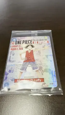 One Piece Monkey.D.Luffy College Basketball US Voyage P-055 Promo Card SEALED - Image 2