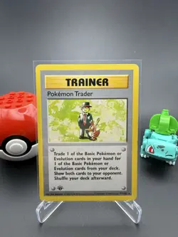 Pokemon Cards: Base Set 1st Edition Rare: Pokemon Trader 77/102 - Image 1