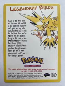 1998 Wizards Pokemon TCG Legendary Birds Promo Card LP WOTC - Image 2