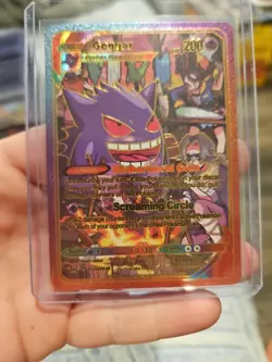 Gengar Rainbow Foil Fan Art Vinyl Textured Collector Card - Image 1