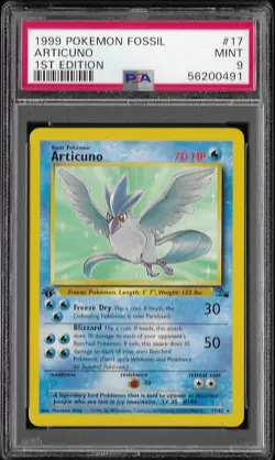 1999 Pokemon Fossil #17 Articuno 1st edition PSA 9 MINT card 17/62 - Image 1