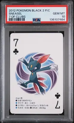 2012 POKEMON BLACK 2 PLAYING CARDS 7 OF CLUBS SNEASEL PSA 10 - Image 1