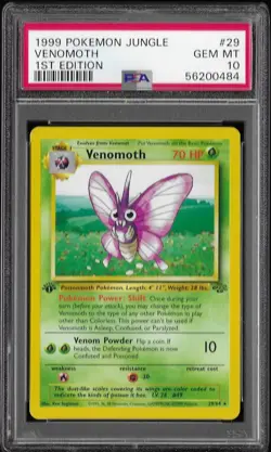 1999 Pokemon Jungle #29 Venomoth 1st edition PSA 10 GEM MINT card 29/64 - Image 1