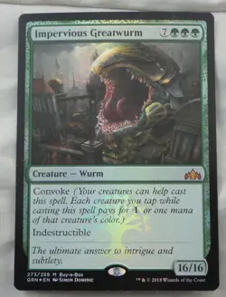 Guilds of Ravnica Impervious Greatwurm Foil Buy-A-Box Promo NM - Image 1