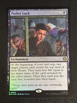 MTG Universes Beyond: Spider-man Parker Luck Foil 0060 NM Rare - Image 1