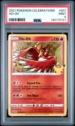 2021 POKEMON CELEBRATIONS #001 HO-OH PSA 9 - Image 1