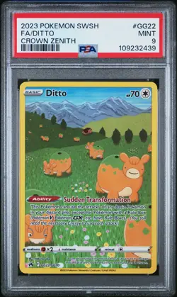 2023 POKEMON SWORD & SHIELD CROWN ZENITH #GG22 FULL ART/DITTO PSA 9 - Image 1