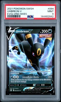 2021 POKEMON SWORD & SHIELD EVOLVING SKIES #094 UMBREON V PSA 9 - Image 1