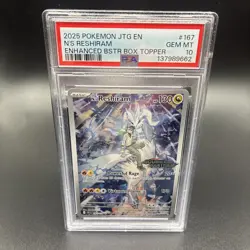 PSA 10 N's Reshiram 167/159 Pokemon Journey Together Enhanced Box Topper Stamped - Image 1