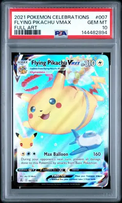 2021 POKEMON CELEBRATIONS #007 FULL ART/FLYING PIKACHU VMAX PSA 10 - Image 1