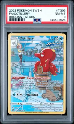 2022 POKEMON SWORD & SHIELD BRILLIANT STARS #TG03 FULL ART/OCTILLERY PSA 8 - Image 1