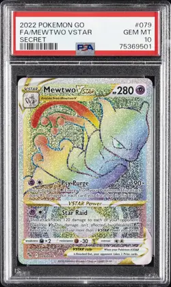 2022 POKEMON GO SECRET #079 FULL ART/MEWTWO VSTAR PSA 10 - Image 1