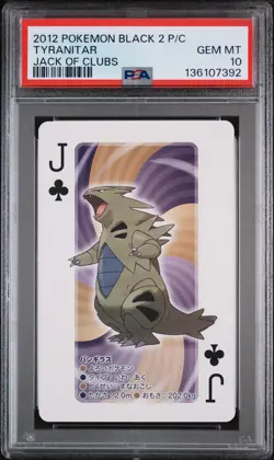 2012 POKEMON BLACK 2 PLAYING CARDS JACK OF CLUBS TYRANITAR PSA 10 - Image 1