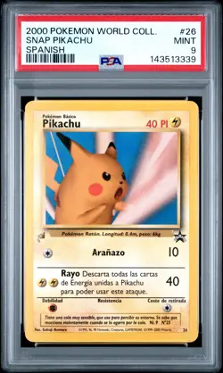 2000 POKEMON PIKACHU WORLD COLL SPANISH #26 SNAP PIKACHU PSA 9 - Image 1