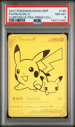 2021 POKEMON SWSH BLACK STAR PROMO #145 FULL ART/PIKACHU V PSA 8 - Image 1