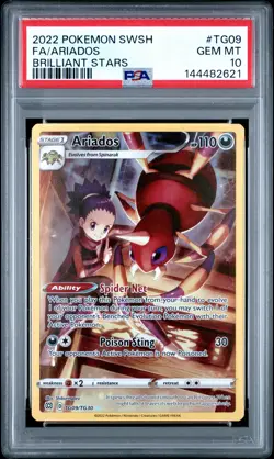 2022 POKEMON SWORD & SHIELD BRILLIANT STARS #TG09 FULL ART/ARIADOS PSA 10 - Image 1