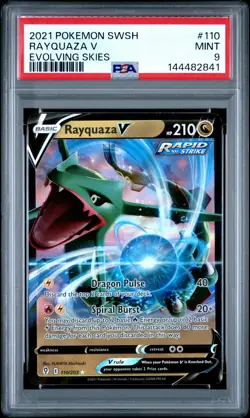 2021 POKEMON SWORD & SHIELD EVOLVING SKIES #110 RAYQUAZA V PSA 9 - Image 1