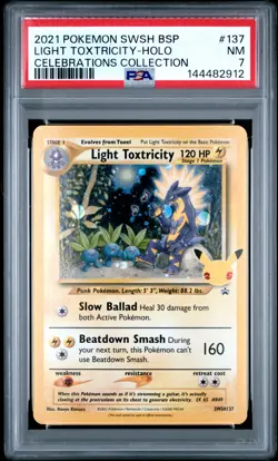 2021 POKEMON SWSH BLACK STAR PROMO CELEBRATIONS COLL LIGHT TOXTRICITY-HOLO PSA 7 - Image 1