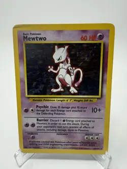 Pokemon Mewtwo 10/102 Base Set Holo 1999 WOTC Unlimited Card - Image 1