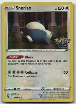 Snorlax foil Holo Rare Pokemon GO 055/078 NM - Image 1