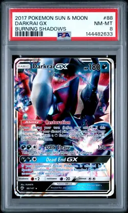 2017 POKEMON SUN & MOON BURNING SHADOWS #88 DARKRAI GX PSA 8 - Image 1