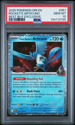 2025 POKEMON DRI BEST BUY EXCLUSIVE #051 TEAM ROCKET'S ARTICUNO PSA 10 - Image 1