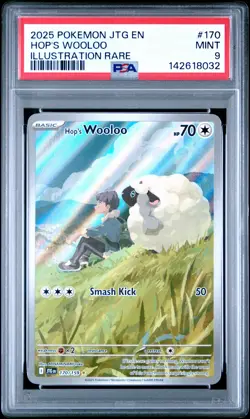 2025 POKEMON JTG EN-JOURNEY TOGETHER ILLUSTRATION RARE #170 HOP'S WOOLOO PSA 9 - Image 1