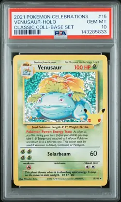 2021 POKEMON CELEBRATIONS CLASSIC COLL #15 VENUSAUR-HOLO PSA 10 - Image 1