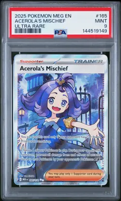 2025 POKEMON MEG EN-MEGA EVOLUTION ULTRA RARE #165 ACEROLA'S MISCHIEF PSA 9 - Image 1