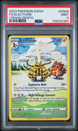 2023 POKEMON SWORD & SHIELD CROWN ZENITH #GG08 FULL ART/ELECTIVIRE PSA 9 - Image 1