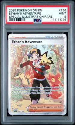 2025 POKEMON DESTINED RIVALS ILLUSTRATION RARE #236 ETHAN'S ADVENTURE PSA 9 - Image 1