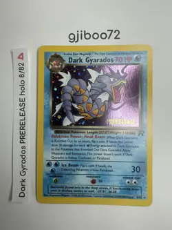 Pokemon Dark Gyarados 8/82 WotC Team Rocket Prerelease Holo Rare Promo NM - Image 1