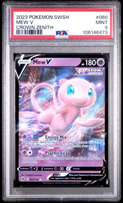 2023 POKEMON SWORD & SHIELD CROWN ZENITH #060 MEW V PSA 9 - Image 1
