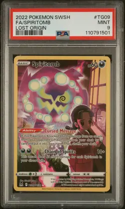2022 POKEMON SWORD & SHIELD LOST ORIGIN #TG09 FULL ART/SPIRITOMB PSA 9 - Image 1