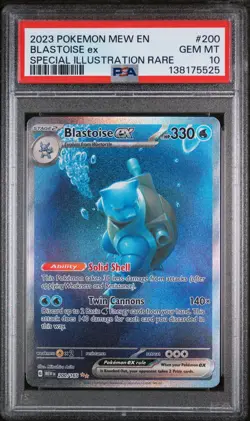 2023 POKEMON MEW EN-151 SPECIAL ILLUSTRATION RARE #200 BLASTOISE EX PSA 10 - Image 1