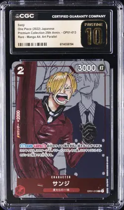 2022 ONE PIECE JPN MANGA ALTERNATE ART #OP01-013 SANJI CGC 10 PRISTINE - Image 1